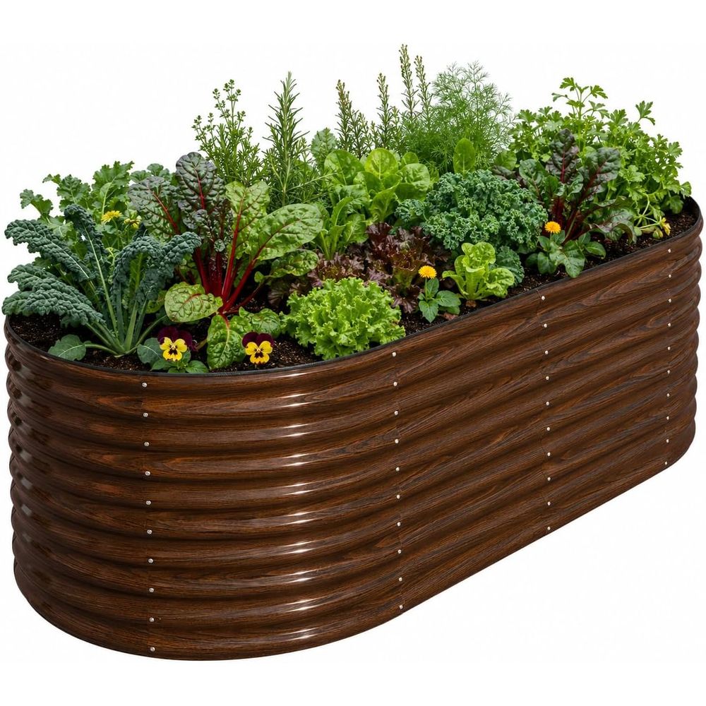 Raised Bed Planter Box - 36인치 높이의 오벌형 화분, 8x4x3피트 크기의