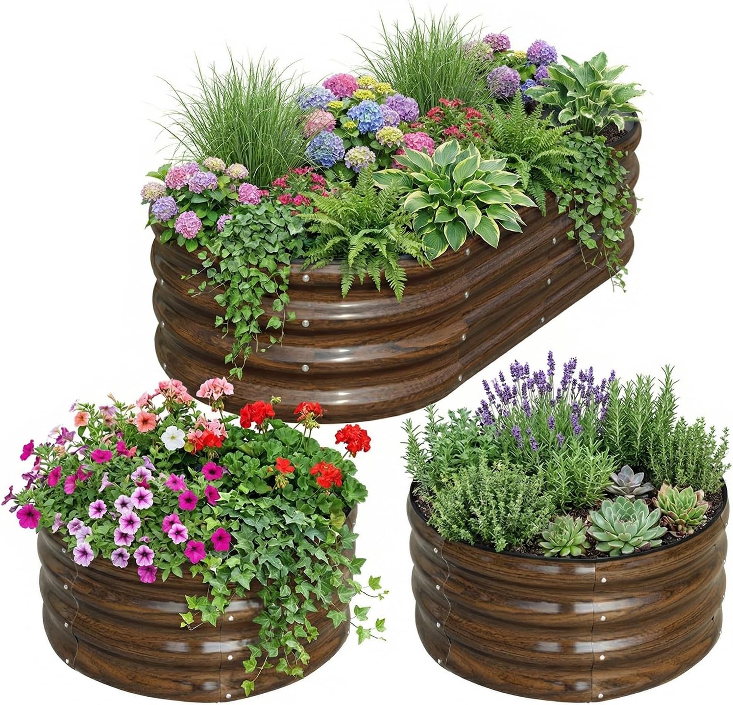 Raised Bed Planter Box - 3팩 아연 도금 강철 재질의 높이형