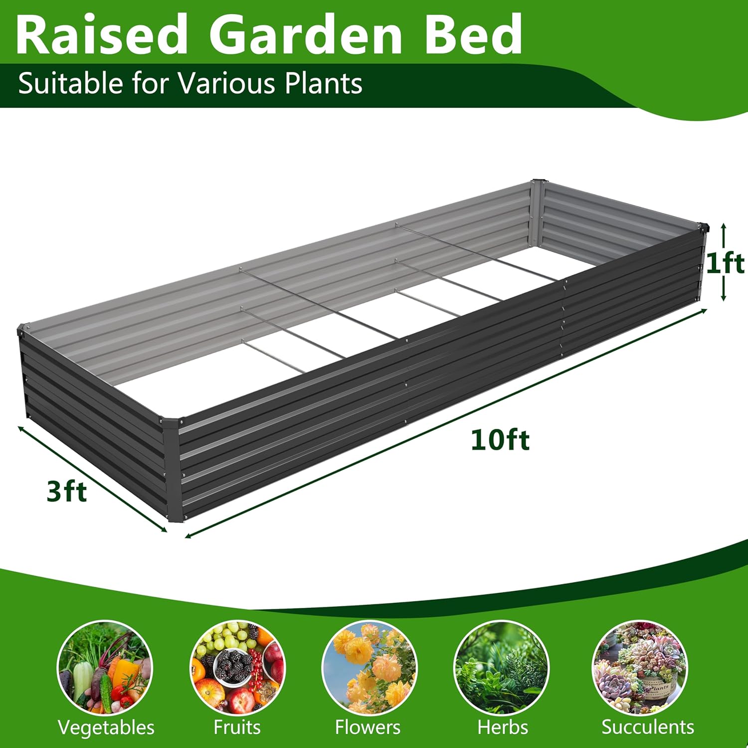 2개 세트 10x3x1피트 아연 도금된 높이형 정원 화 - Raised Bed Planter Box 리뷰 및 가격