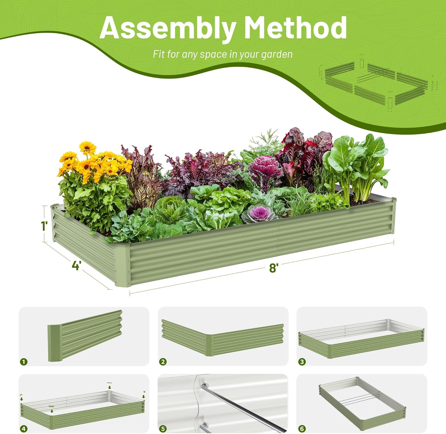 야외 채소 재배용 금속 재배상자, 아연 도금 강철, 8 - Raised Bed Planter Box 리뷰 및 가격