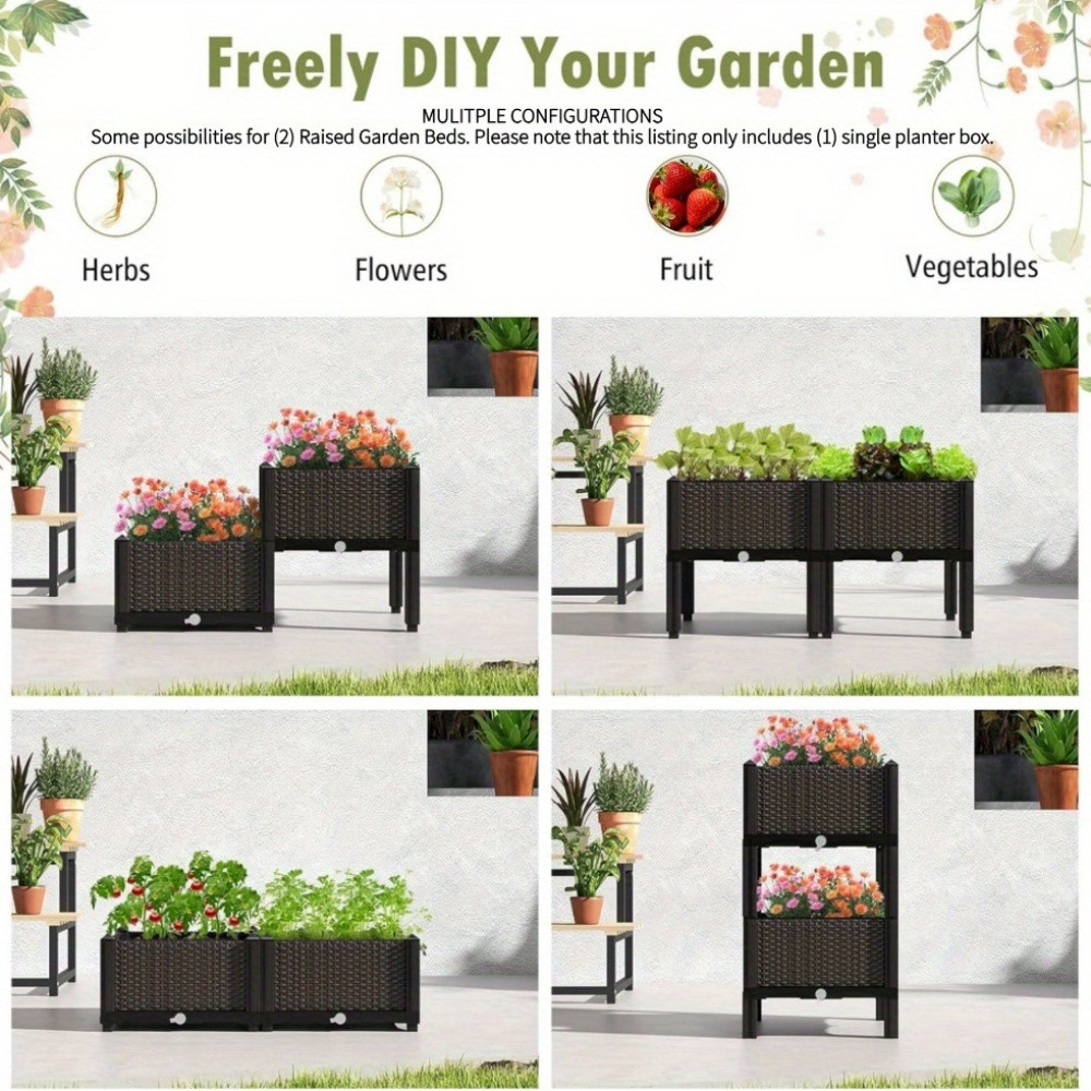 정원용 높이 조절 화분, 자동 급수 장치와 배수구가 있 - Raised Bed Planter Box 리뷰 및 가격